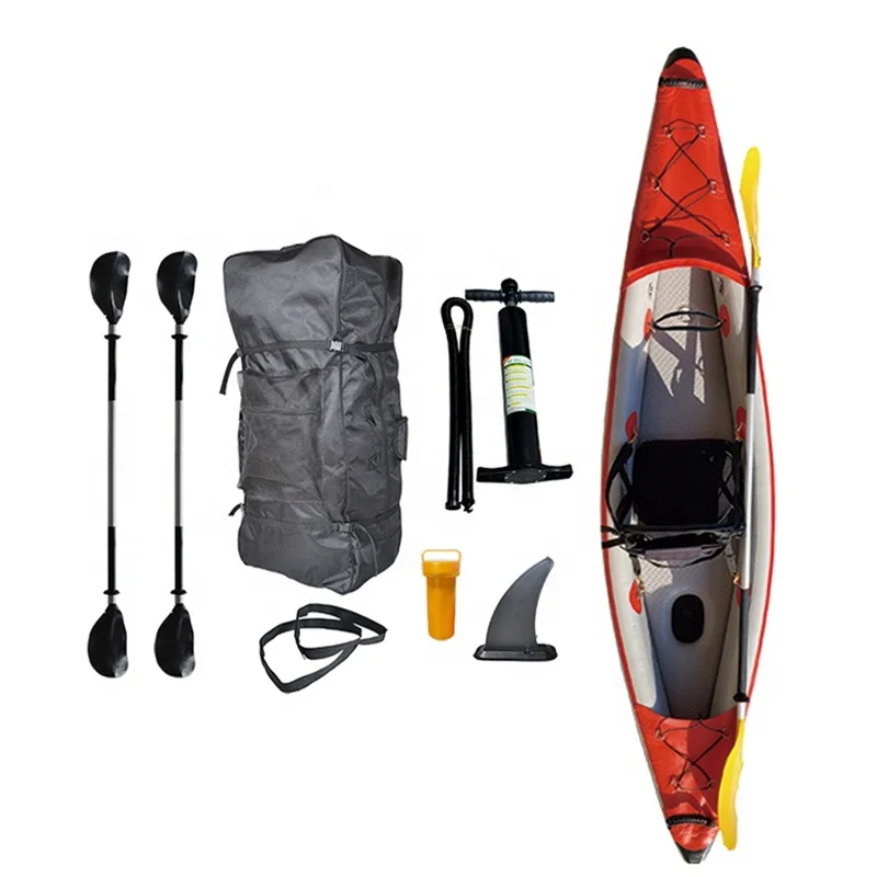 GeeTone High Quality Re-usable Kayak Set Drop Stitch Single and 2 Person Rowing Boats Inflatable Fishing Kayaks