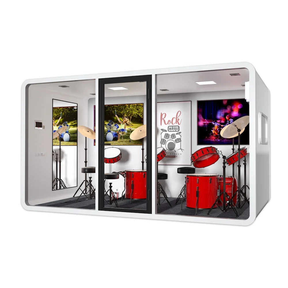 Movable Prefab private acoustic piano instrument practice pod for outdoor use