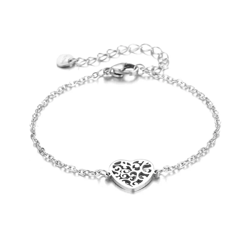 Trend Titanium Stainless Steel Elegant Delicate Heart Bracelet Women Jewelry Wedding Party Premium Gifts