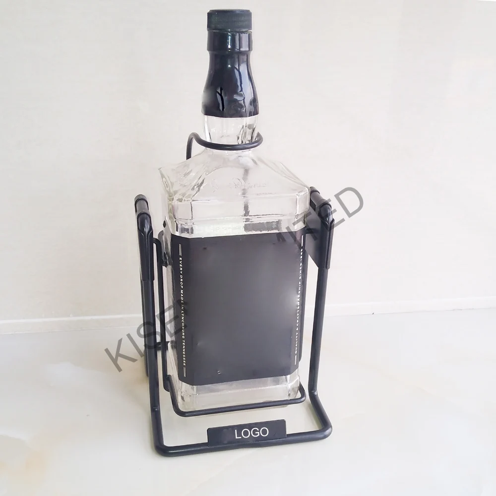 JD whiskey bottle swing pour cradle metal wine display stand holder rack for liquor tequila rum vodka champagne brandy XO VSOP