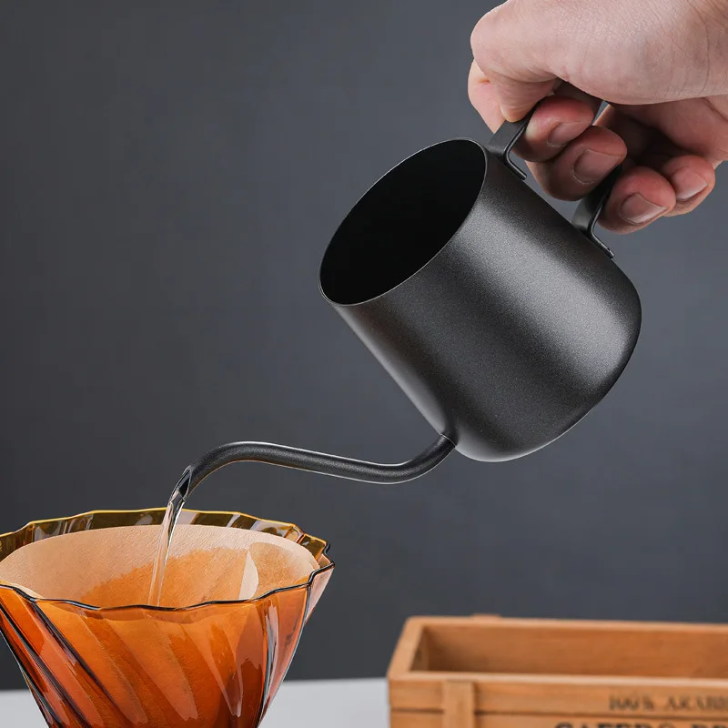 Stainless Steel Hand Coffee Pot Wooden Handle Narrow-billed Drip-type Coffee Ware With Scale