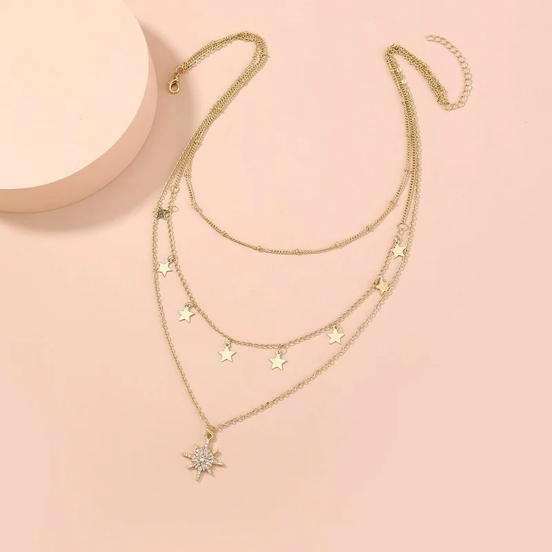 Star Necklace Micro-studded Skylight Simple Temperament Five-pointed Tassel