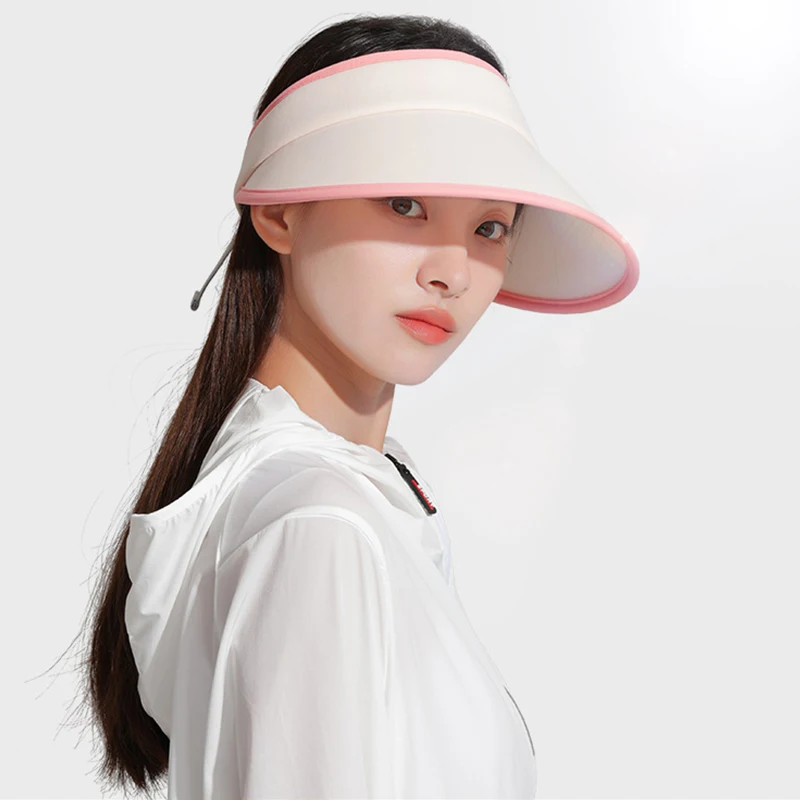 Fashion Sun Hats for Summer Women Cycling Large Brim Visor Covering Full Face Headband Sunhat Empty Top Caps with Sun Protection