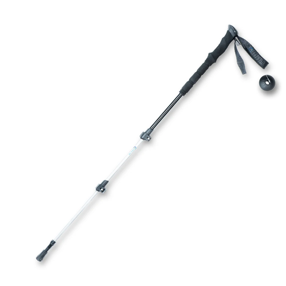Walking Stick 7075 Aluminum Soft EVA Lightweight 3-section Ultralight Folding 75cm-135cm With Tungsten Steel