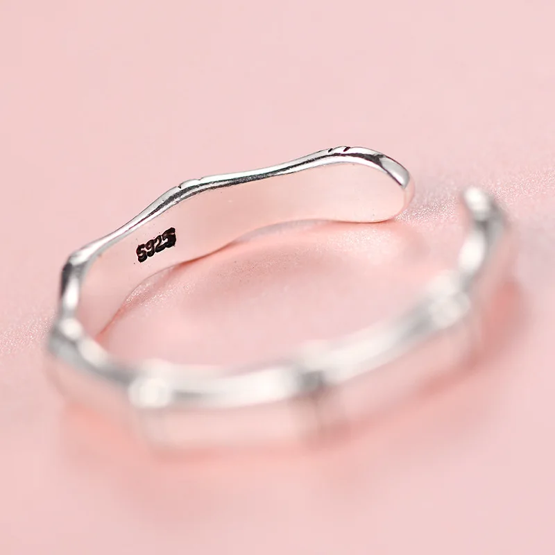 925 sterling silver opening ring personality bamboo retro ring temperament versatile sterling silver ornaments