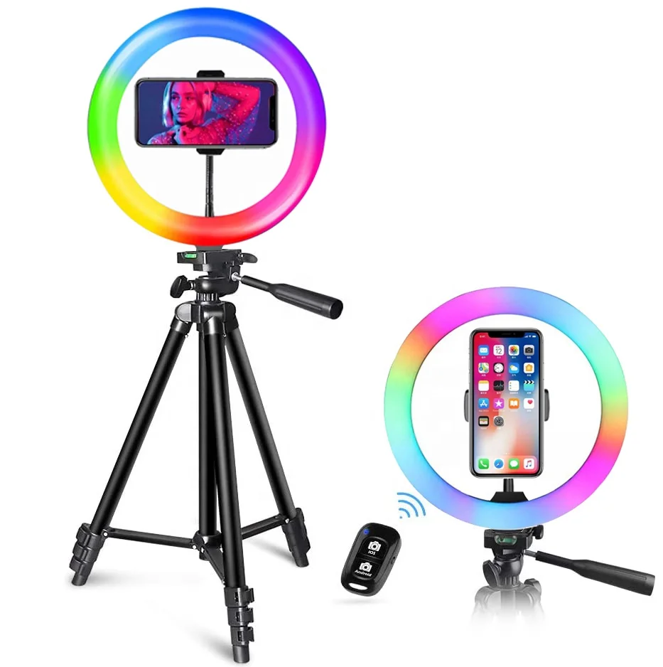 
10 inch Dimmable Selfie Ring RGB LED Circle Ring Light For Makeup Skin Care Live Broadcast mutli-media online teaching 