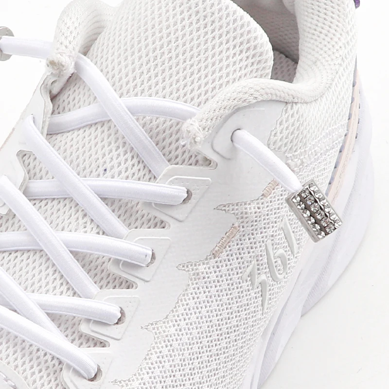 No Tie Shoelaces Round Elastic Tieless Shoe Laces for All Adult and Kids Sneakers Shoelace Diamond Metal Buckle Lock Shoestrings