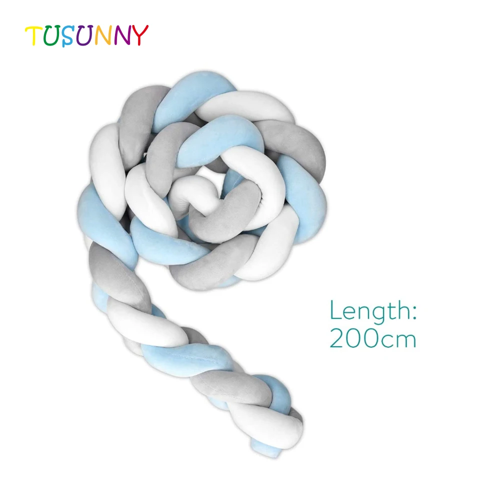 Newborn Bumper Mat Baby Bed Knotted Braided Plush Crib Cot Bedding Protector Bumper