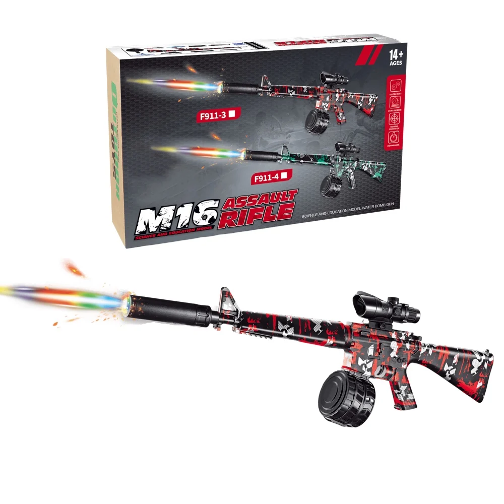 New Arrivals Tactical M16 Model Toy Gun Electric Manual Automatic Splat Blaster With RGB Shooting Effect For Children Gifts
