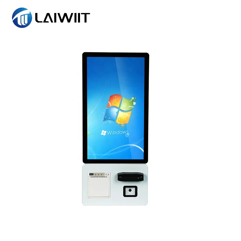 LAIWIIT stand alone Windows Self-service Device with Barcode Reader card plugging reader and 80mm printer
