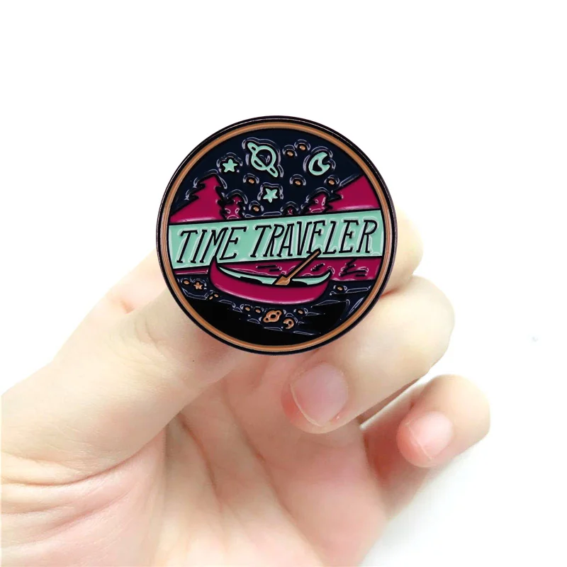 Time Traveler Lapel Pin Sci fi Space Brooch Great Gift for Adventure Friends