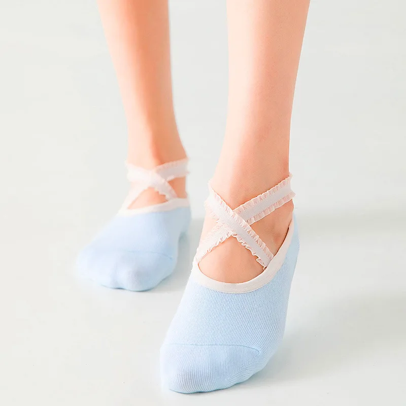 high quality women pilates socks in-stock custom design cotton girls non slip trampoline yoga dance barre ballet shoes socks