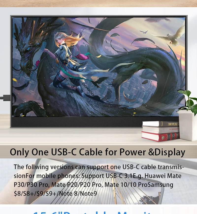 
15.6 inch Portable Monitor HDM HD IPS Display Computer LED Monitor with Leather Case for PS4 Pro/Xbox/Phone 