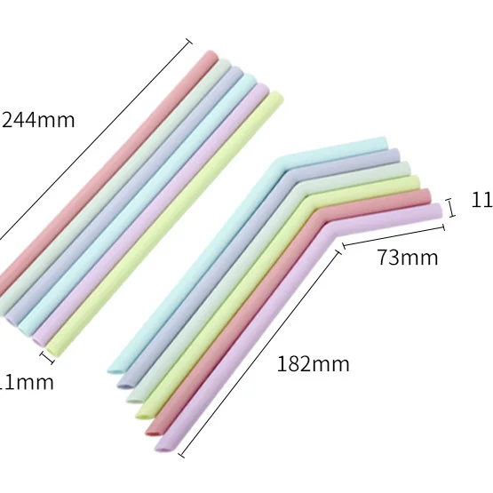 Colorful Silicone Resin Material Eco-friendly Drinking Juice Cocktail Straw