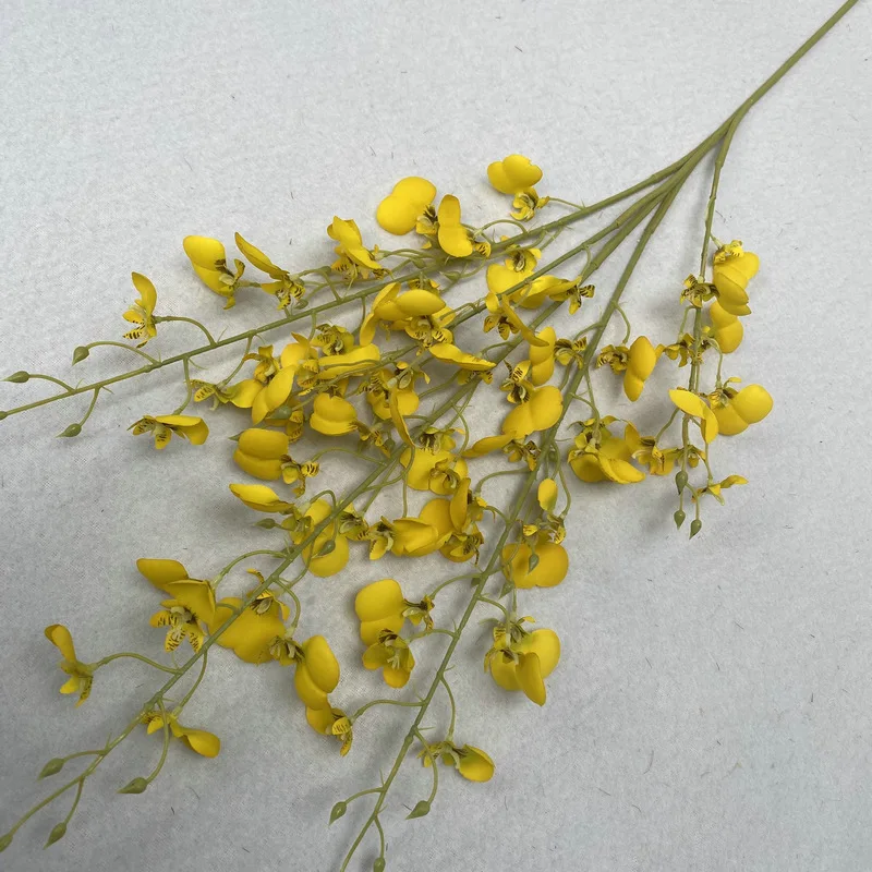 Wholesale artificial orchid flowers white orange orchid silk flower bunch dancing orchid flower for wedding decor