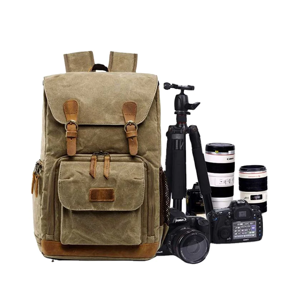 
OEM Wear-resistant Large Photo Camera Bag Canvas Batik Waterproof Photography Outdoor Video Bag 
