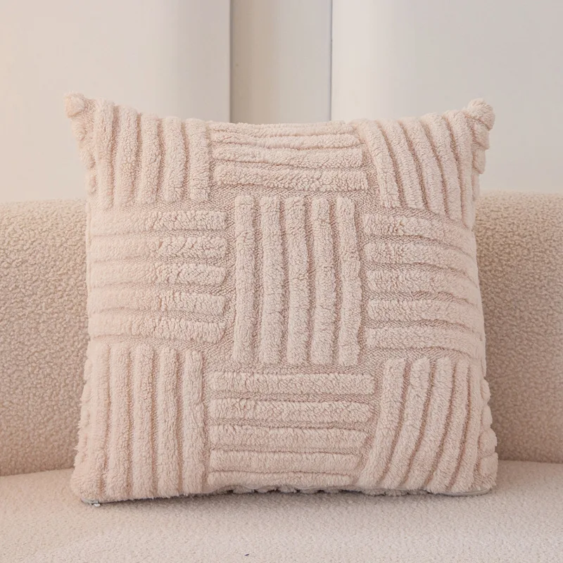 Tafu velvet pillowcase, three-dimensional plush office sofa, waist support, headboard, striped cushion cover wholesale
