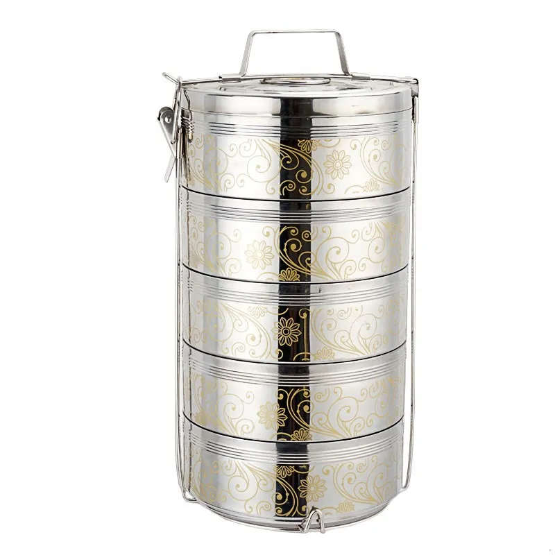 4/5 Layers Stainless Steel Lunch Box Thermos Food Container Large-capacity insulation basket