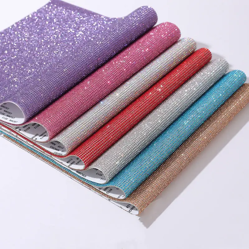 Hot sales Hot Fix Rhinestone Sticker Sheet Rhinestone Trim Mesh DIY Car Decoration Self Adhesive Rhinestone Trimmings Mesh