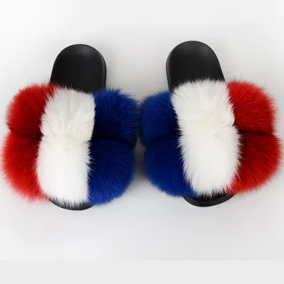 2021Wholesale High Quality Fur fluffy Assorted Colors Bulb Fox Slide Sandal Slipper for women