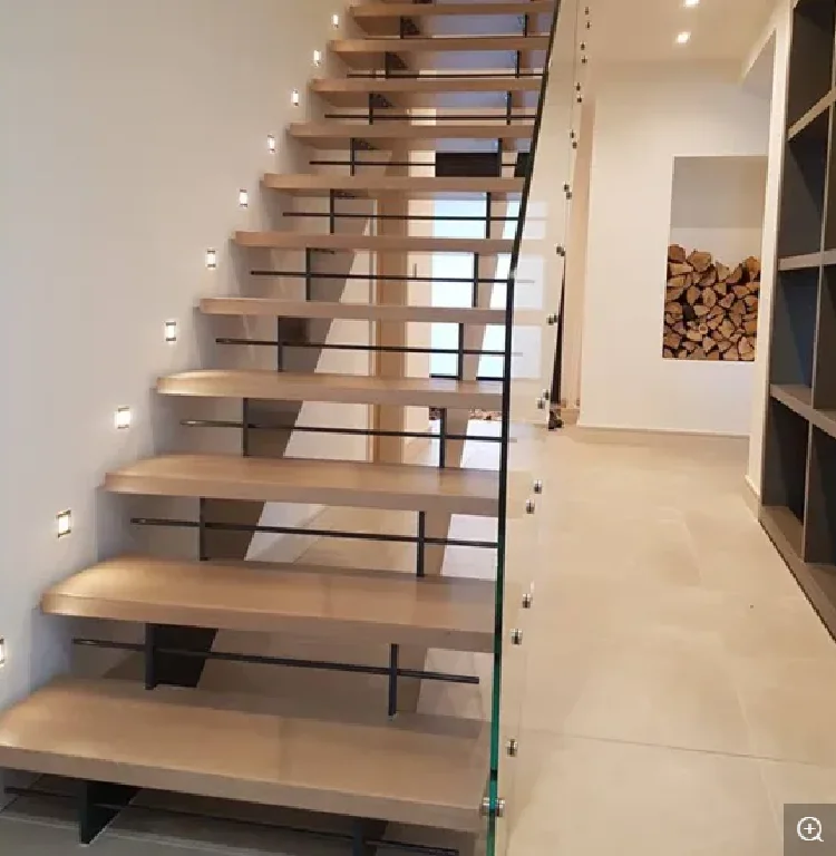 best selling mono stringer staircase design indoor stairs solid wood tread straight staircase