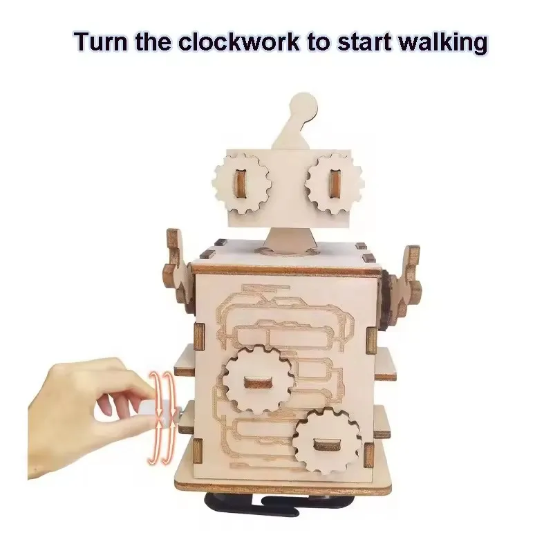 Wooden 3D puzzle model kids DIY wind up walking puzzle animal toy 6 style wood craft jigsaw puzzle building set educational toy