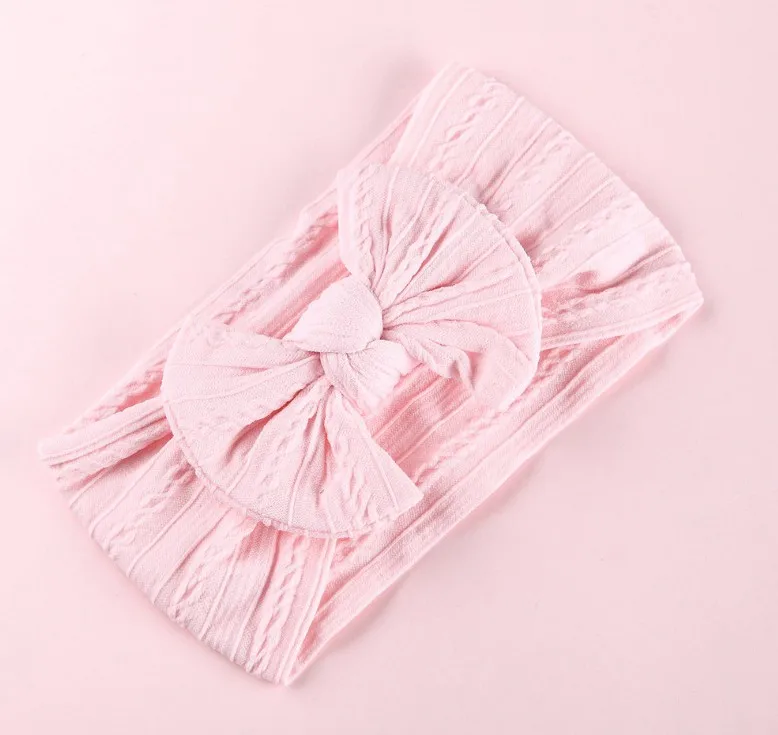 Baby Braid Nylon Bow Headband Cable Knitted Hair Band Solid Wide Headbands Turban Elastic Head Wraps Hair Accessories For Kids