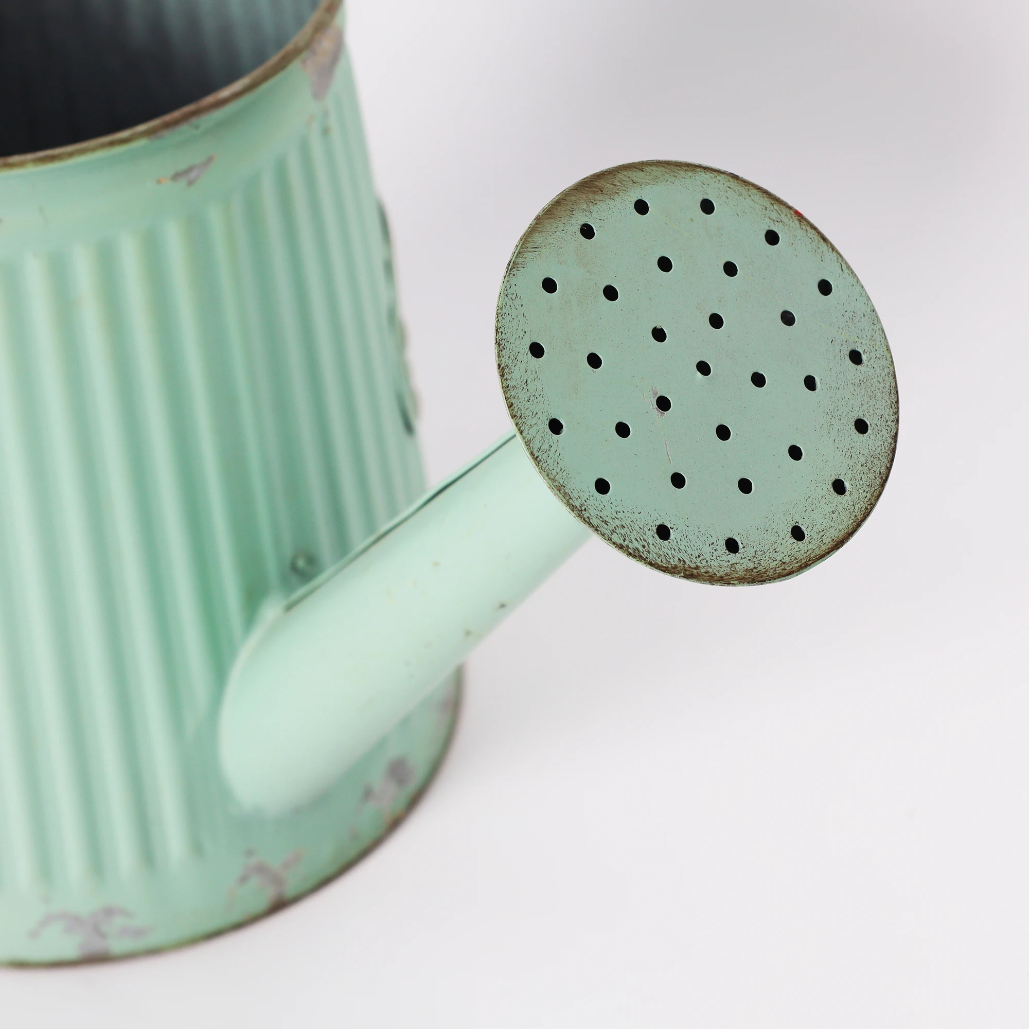 Rustic Metal Floral Pot Tin Water Kettle Shape Flower Shower Container Watering Can Home Garden Decor Flowers Bucket