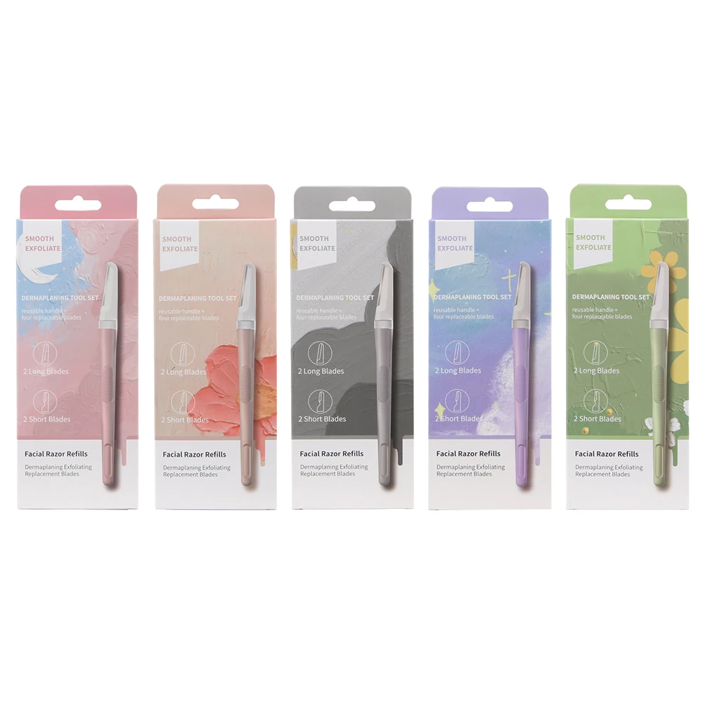 RBW5058 Aluminum Handle Eyebrow Trimmer Kit Facial Razors for Women Eyebrow Shaper Dermaplaning Tool With Cover