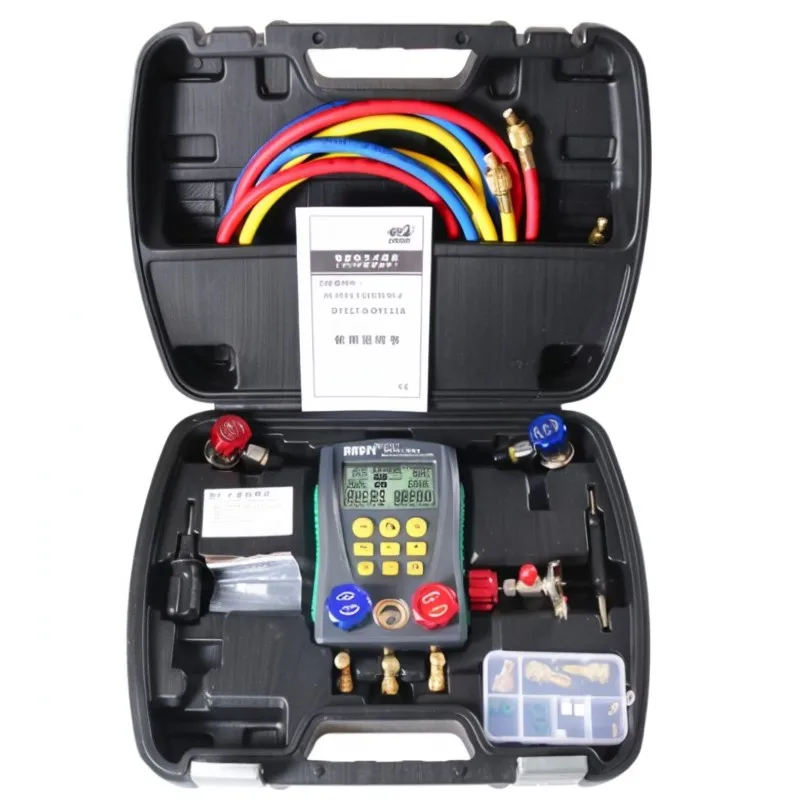 Glosok Home Air Conditioner Maintenance Tools Smart Test Pressure Gauge Refrigeration Digital Manifold Pressure Gauge Kit