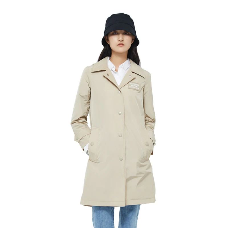 Factory direct Windbreaker Mid Length Fit Ladies Coat Double Breasted Women Long Trench Coat