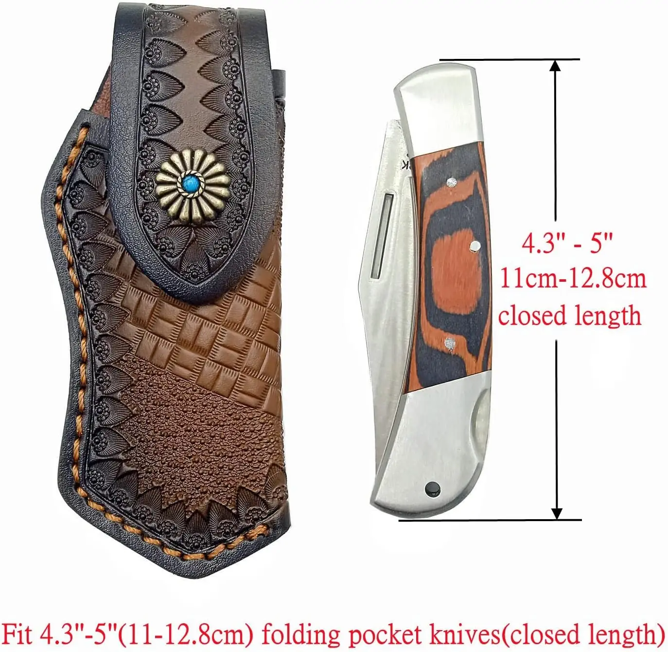 High Quality Leather Folding Pocket Knife Sheath Leather Knife Pouch for Buck 110 Knife Holster Sheaths Dark Brown