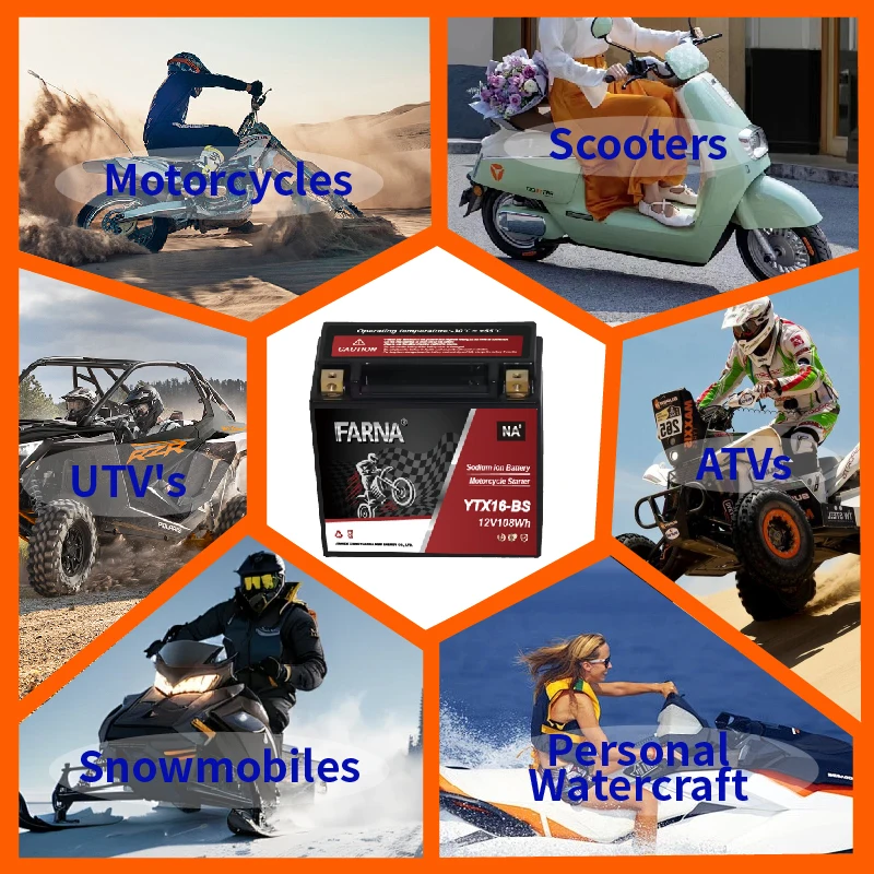 High CCA 9ah YTX16 High Quality Large Displacement 3000+ Cycle With BMS Motorcycle Battery Sodium-Ion