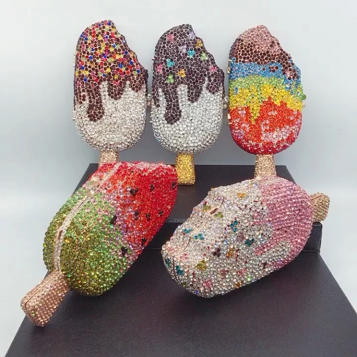 Rhinestone women clutch ice cream purse rhinestone evening bag popsicle ice-cream fashion diamond clutch crystal purses