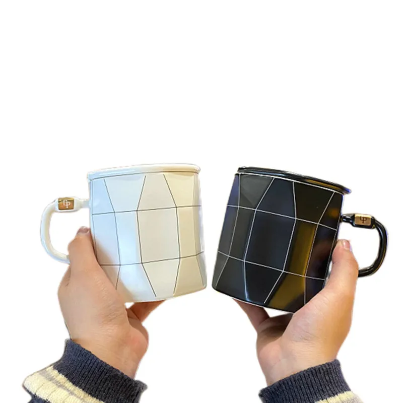 Buy Ins Nordic creative personality spoon with cover universal sublimation ceramic gift cups breakfast drink coffee mugs