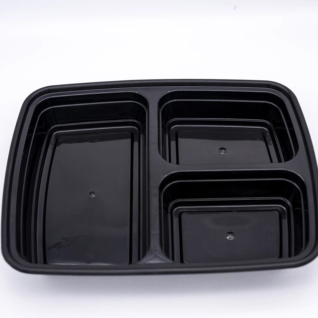 
Custom container 3 compartment plastic 3 compartment takeaway box square food container plastic for r meal fsat food restaurant 