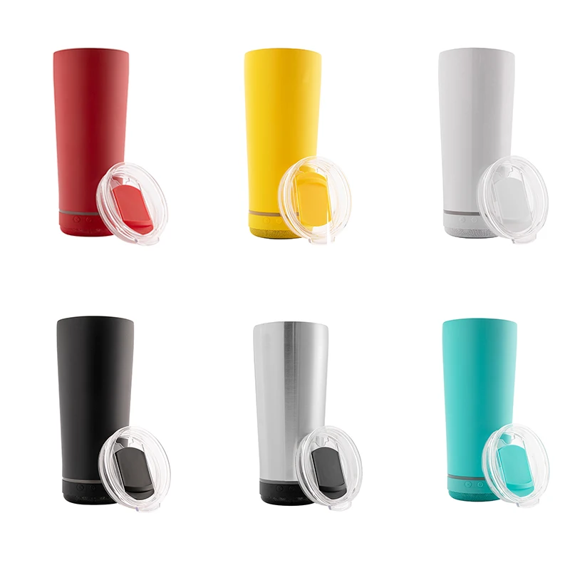 New Arrival Tumbler with Speaker 18oz Stainless Steel Sublimation White Blank Speaker tumbler Double Wall Wireless Cup