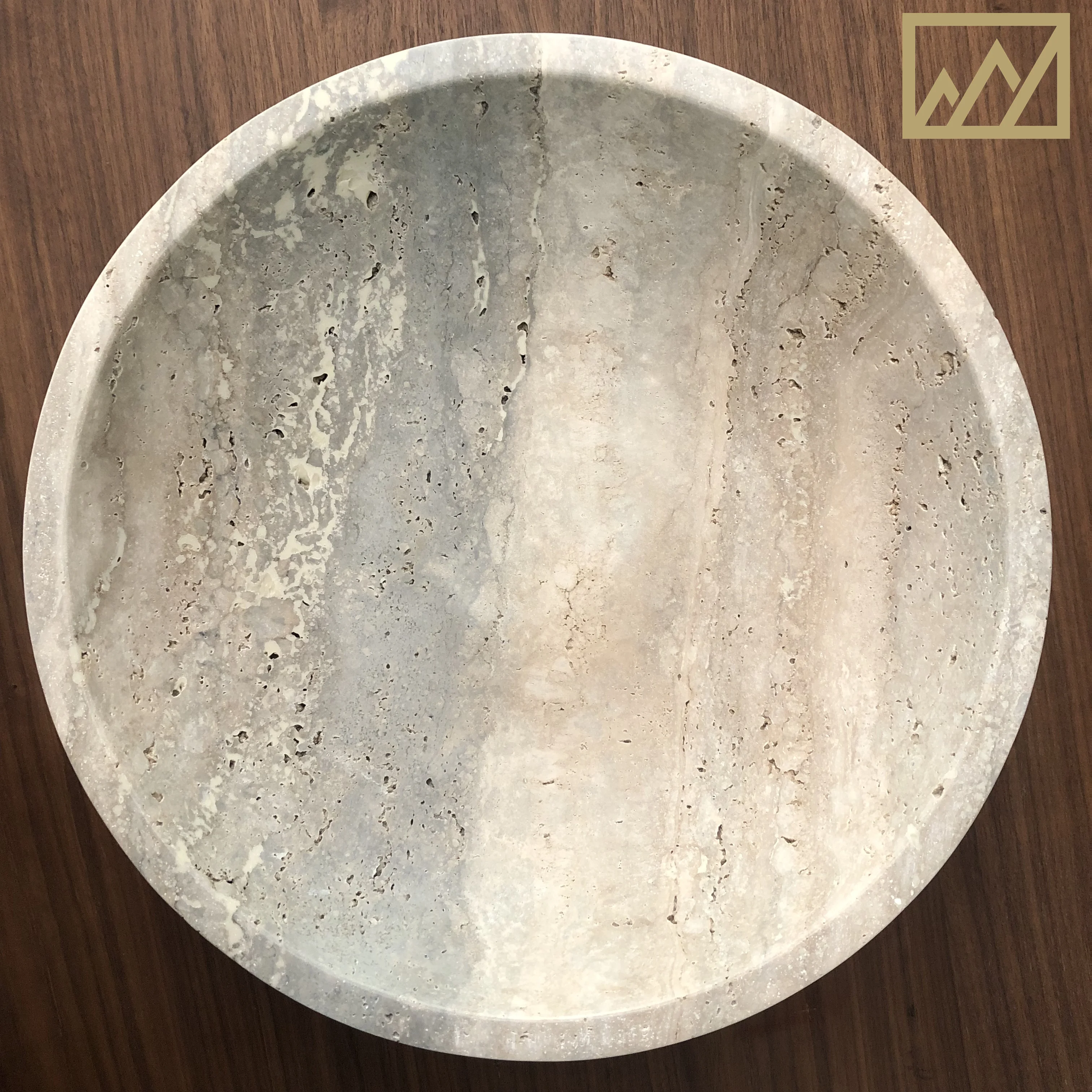KINGS-WING Luxury Natural Marble Silver Travertine Custom Decorative Plates Bowl Furniture Decoration For Living Room 35x35x10cm