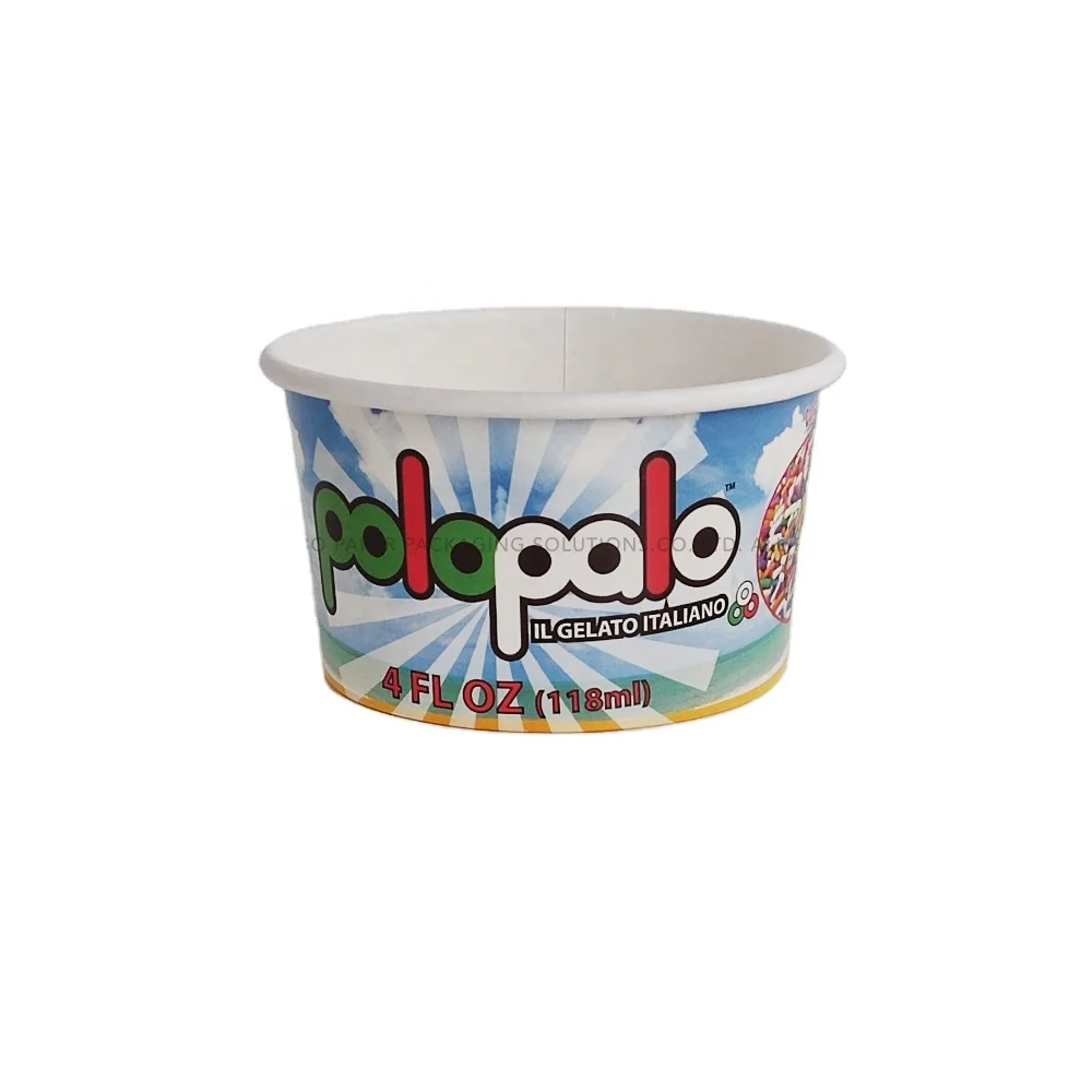 Flexo красочный принт с простым логотипом модный одноразовый 4 унции индивидуальный дизайн одна чашка для мороженого всех размеров
