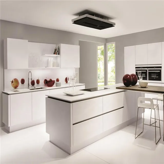 High Gloss White Lacquer Modern Smart 2 Pac Kitchen Cabinet