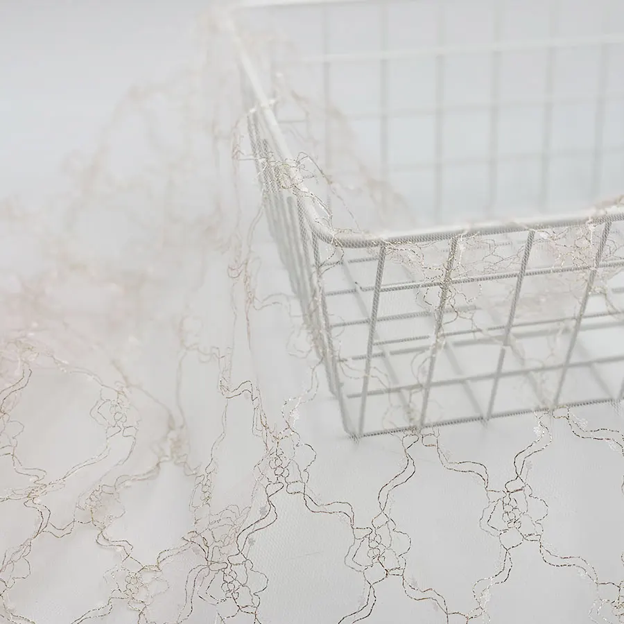 Hot designer fancy luxury veil wedding rhombus jacquard lace shinny lurex metallic mesh tulle nylon fabric for girls dress