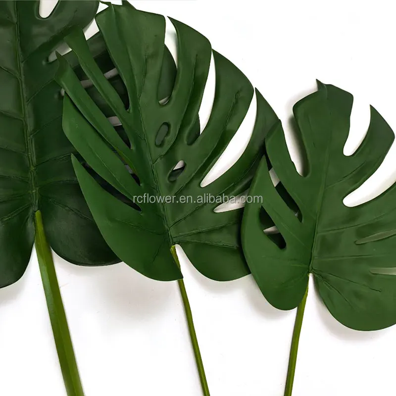 Artificial Palm Leaf Quality Artificial Deliciosa Monstera Decoration Tropical Palm Leaf Real Touch Latex Green Leaves
