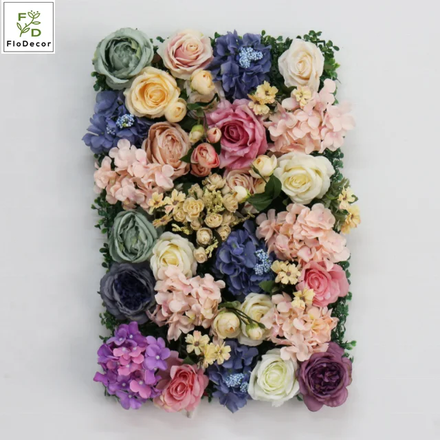 Wholesale High Quality Artificial Plastic Rose Peony Flower Wall Panel for Wedding Party Birthday KTV Decoration