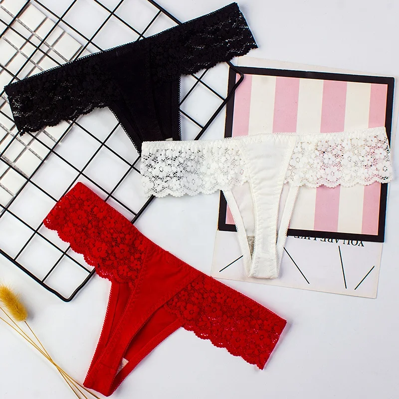 Wholesale Lace Sexy Women Thongs Cotton Underwear Hot Female Panties Comfortable Briefs Girls T-back