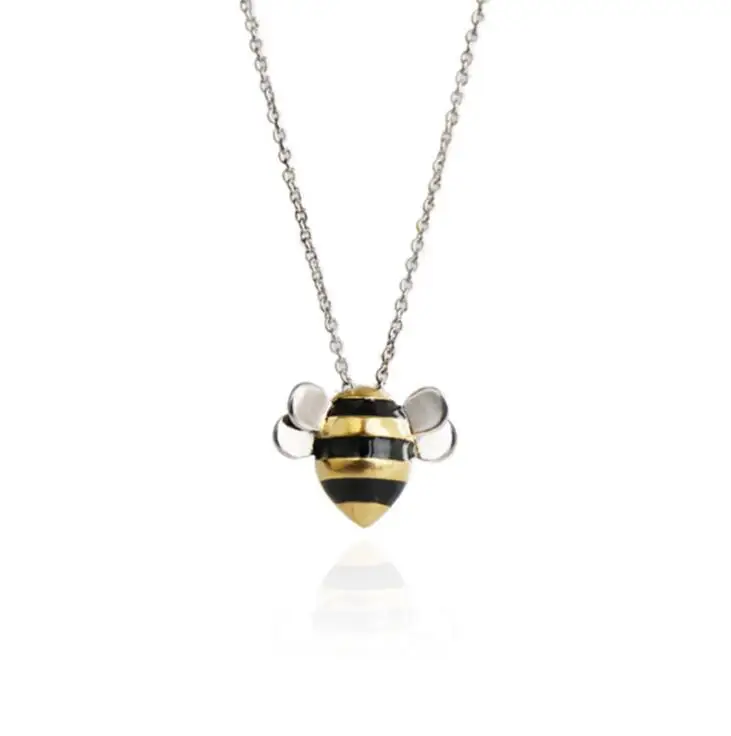 New Cute Bee 925 Sterling Silver Necklaces & Pendants Choker Necklace Women Jewelry