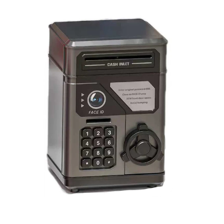 Wholesale NEW Simulation Face Recognition ATM Cash Pot Password Automatic Roll Money Safe Money Bank Box Educational Toy Gift