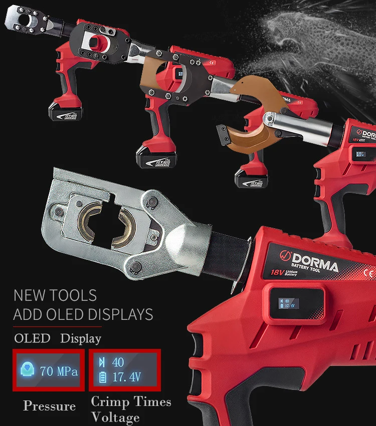 Dorma NEC 60 unv Electro hydraulic multi-functional Crimp cutting punching tool 60KN-300mm2 18VDC
