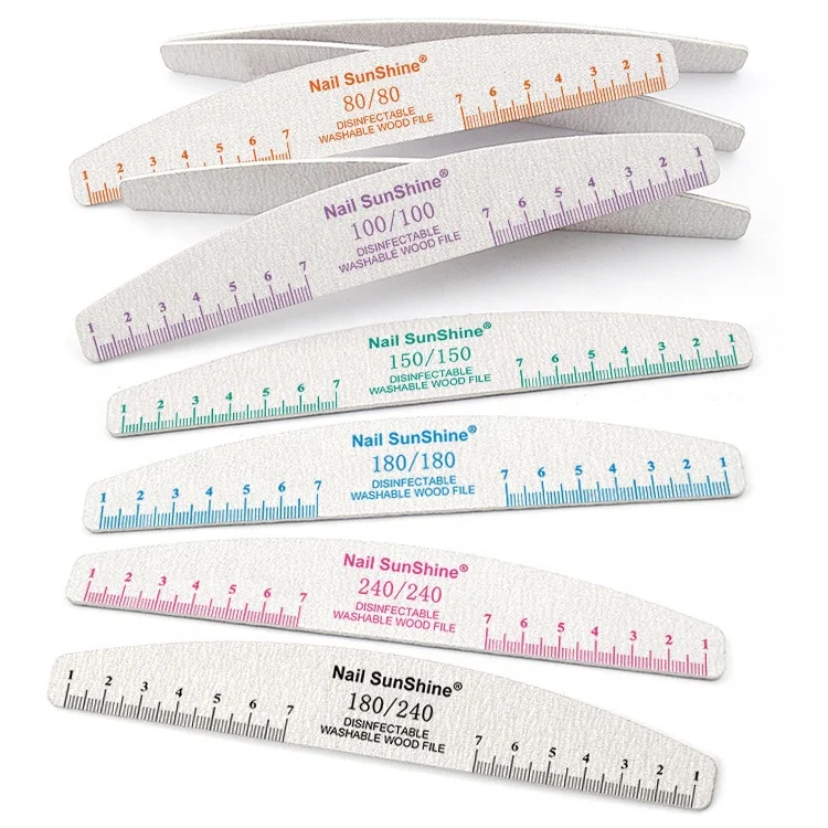 Ruler printed custom logo washable thin manicure files boat shape nail file 80/100/150/180/240 grit sanding sandpaper files