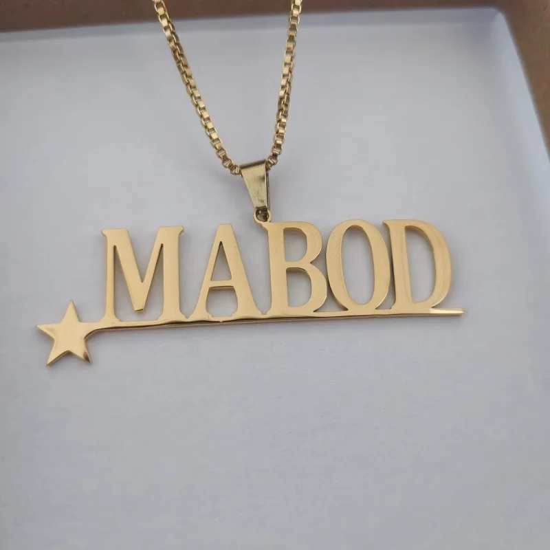 Qiuhan Personalization Stainless Steel Custom Name Star Nameplate Hiphop Necklace Jewelry Gift