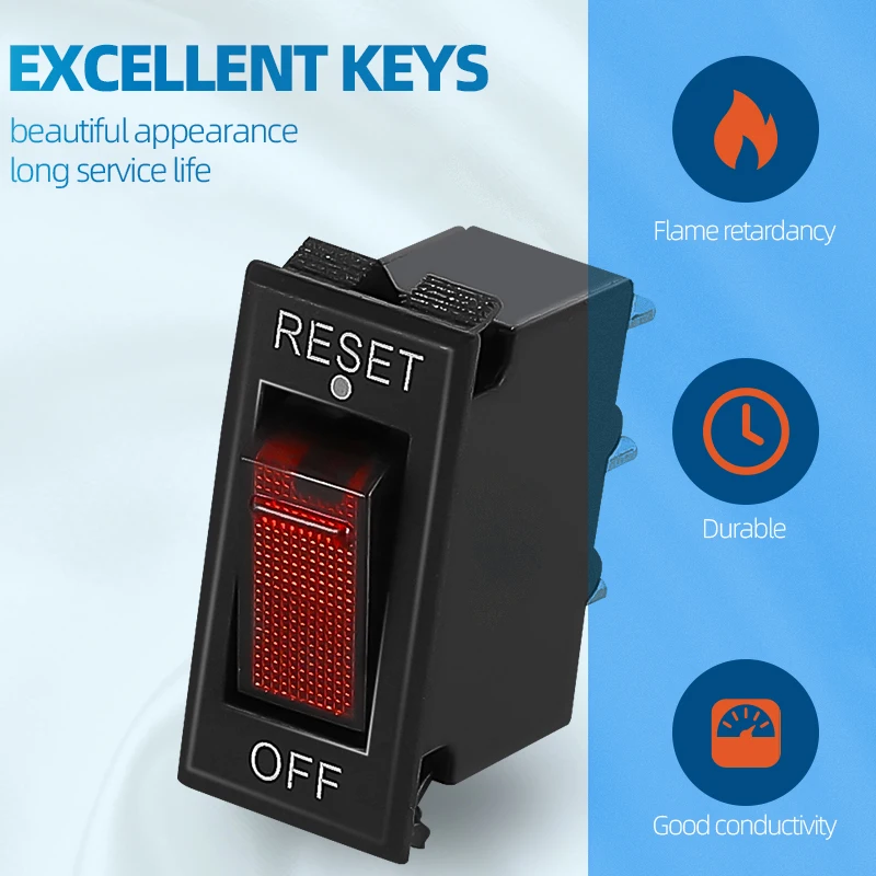 10A rocker switch KCD3 10A 250V 3 pin 2 position overload protection switch